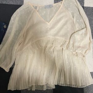 Hayden Cream Sheer Pleated Blouse